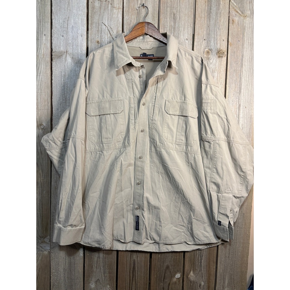 5.11 Tactical Series Mens 3XL Khaki Tan Long Sleeve Vented Work Shirt 72157